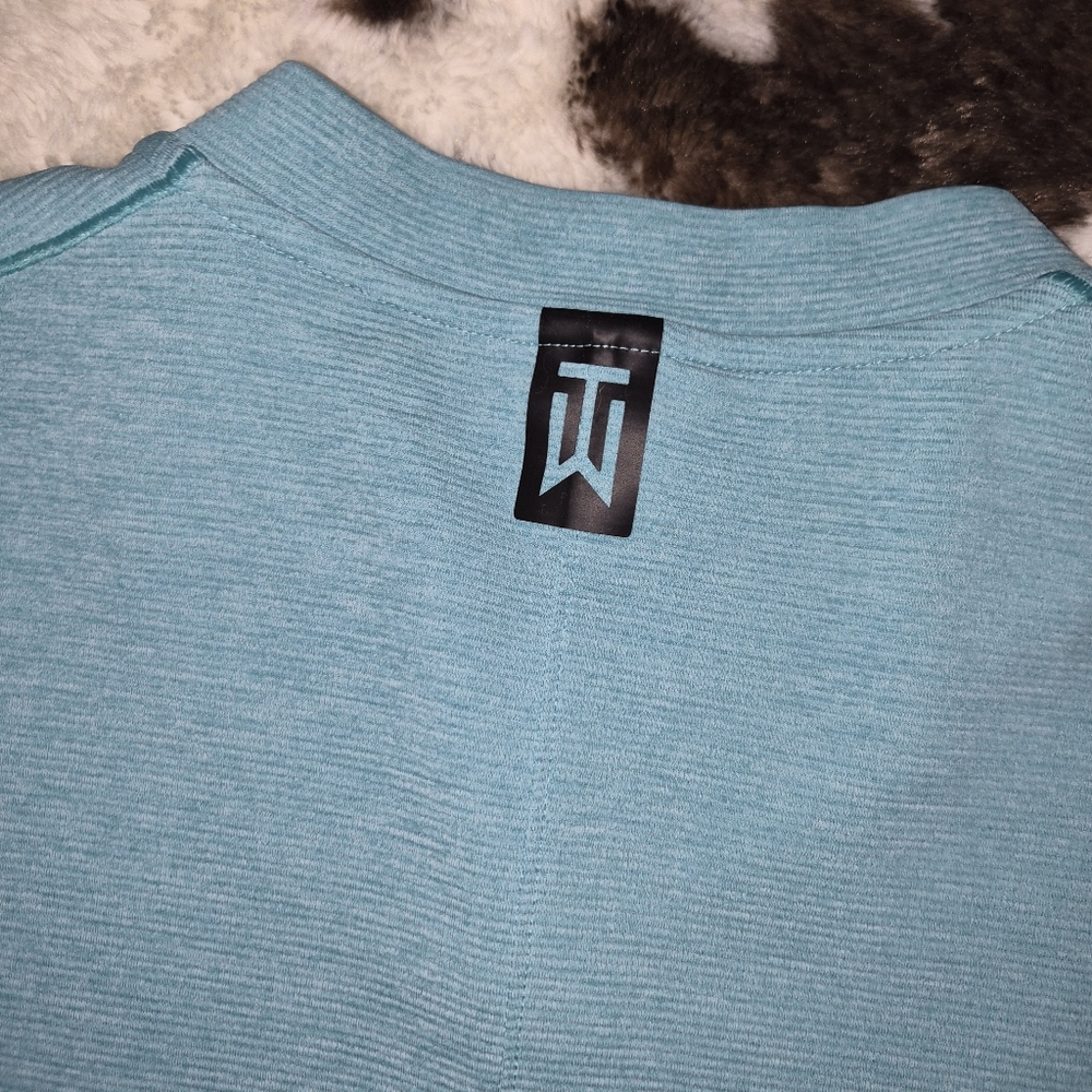 Nike AeroReact Tiger Woods Golf Polo Men’s Large Teal Performance Athletic Shirt - Picture 5 of 5